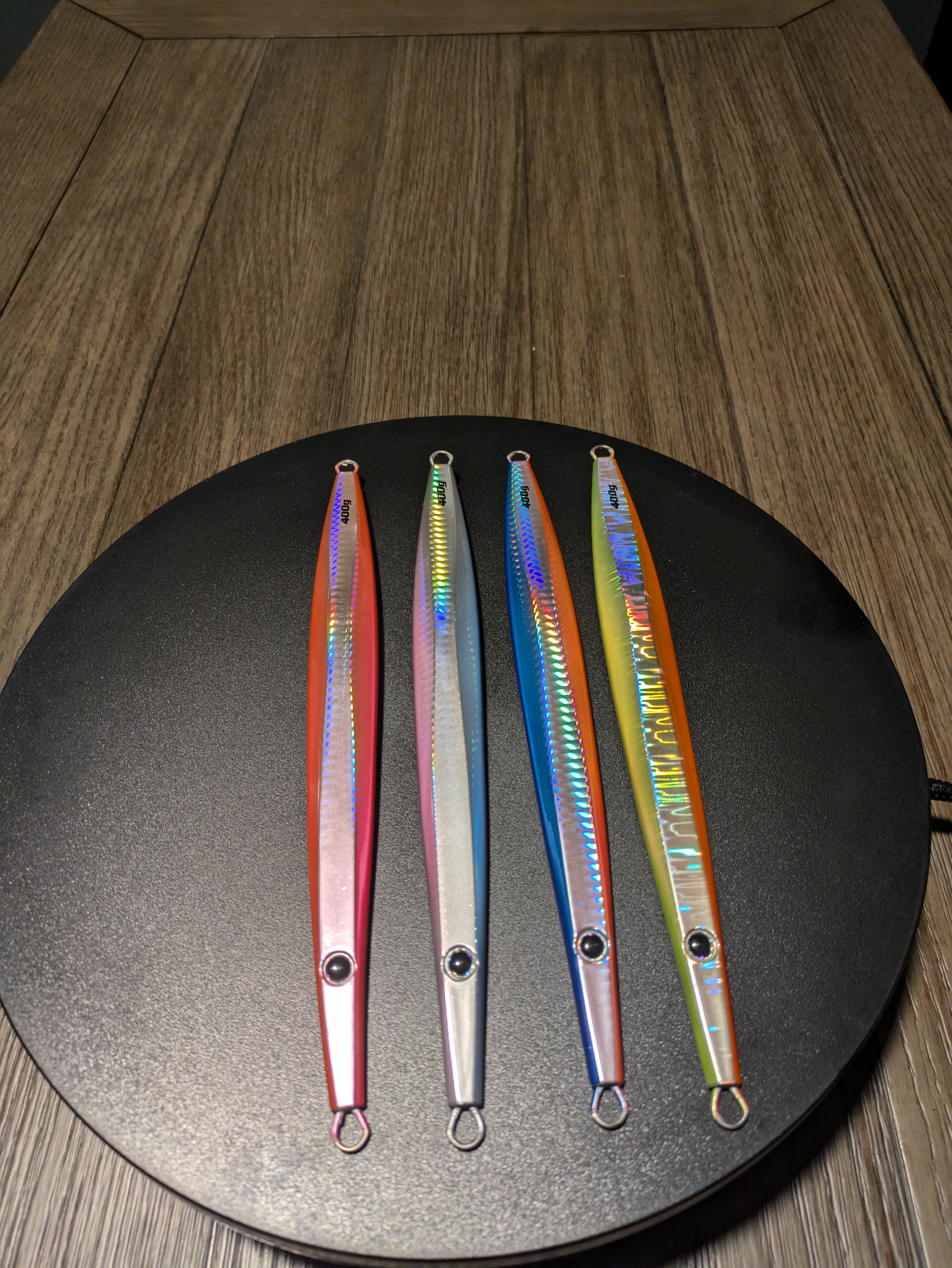 TJC101 The Taurus Slow Pitch Jig: Orange and Green with Silver Flash a