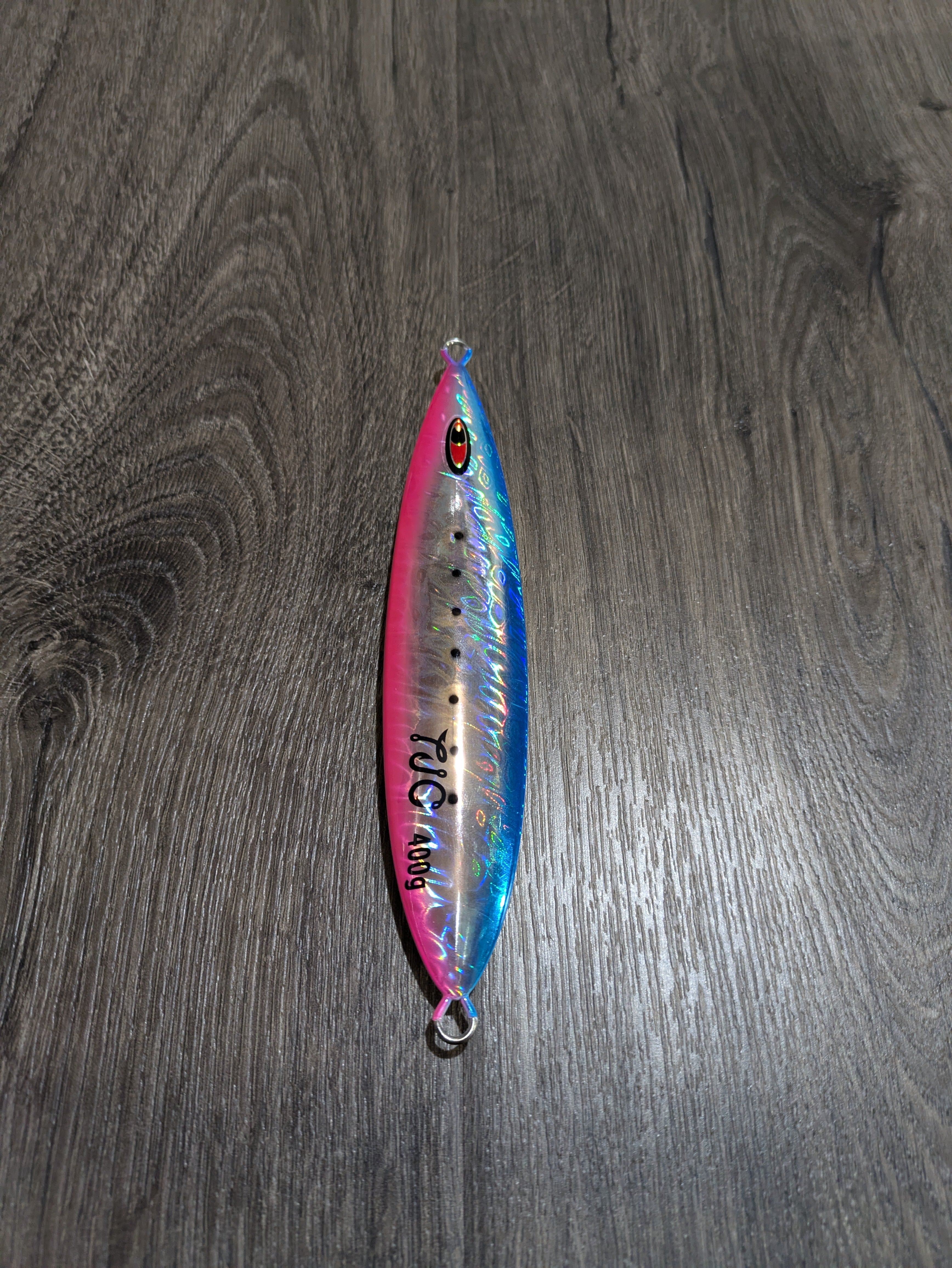 TJC400-003 Slow Pitch Jig: Pink & Blue w/Silver Flash and Glow AKA 