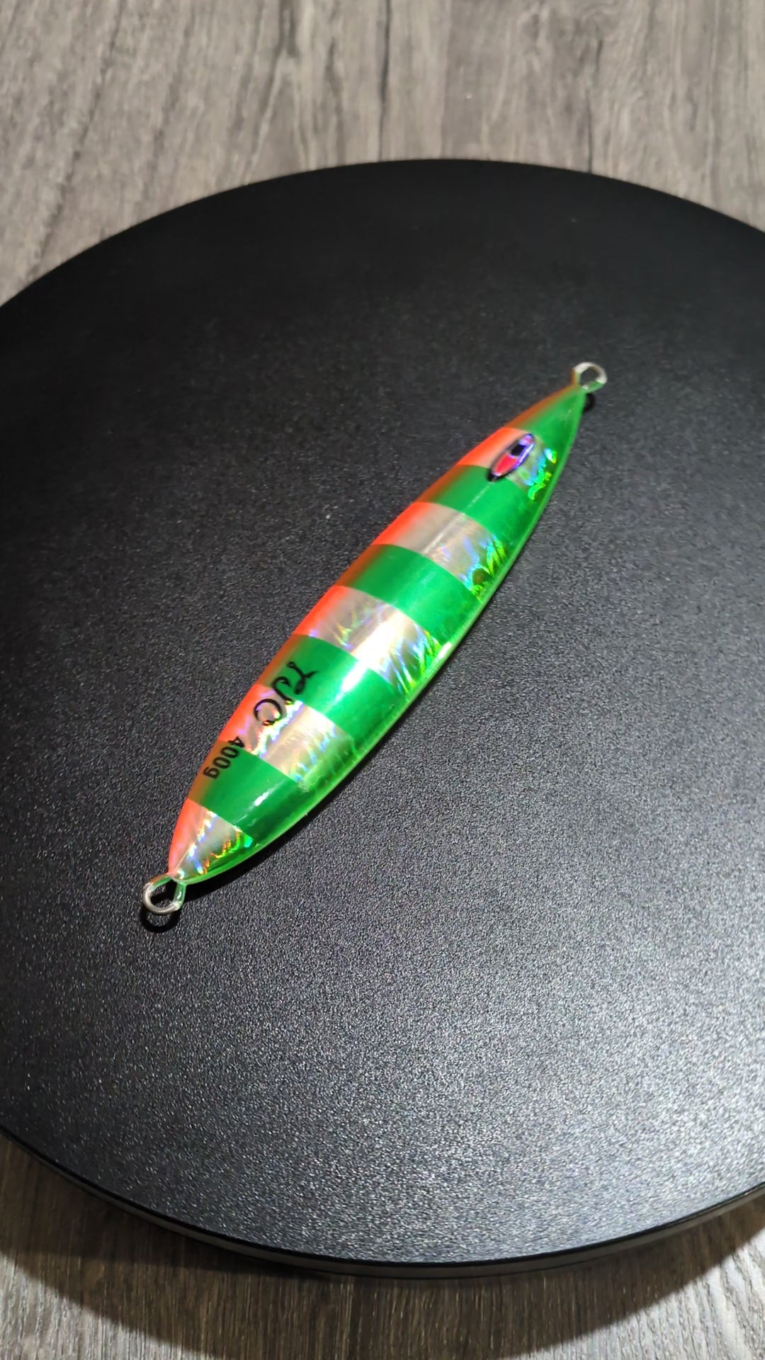 TJC200 The Goblin: Green Stripe Orange and Silver Flash with Glow